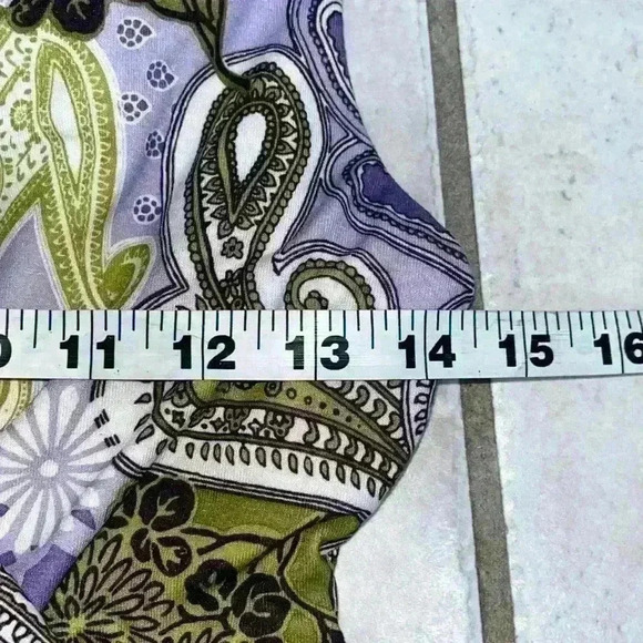 Prana Mikayla Green Purple Paisley Sleeveless V-Neck Wrap Activewear Dress Sz S - Picture 4 of 7
